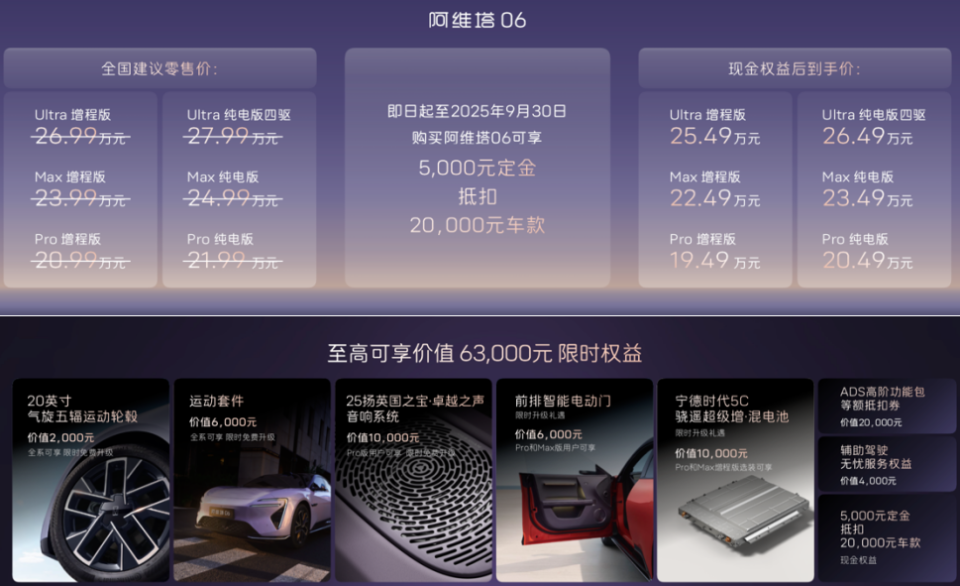 華為乾崑ADS4+鴻蒙座艙！權(quán)益價2549萬阿維塔06 Ultra增程版上市(圖2)