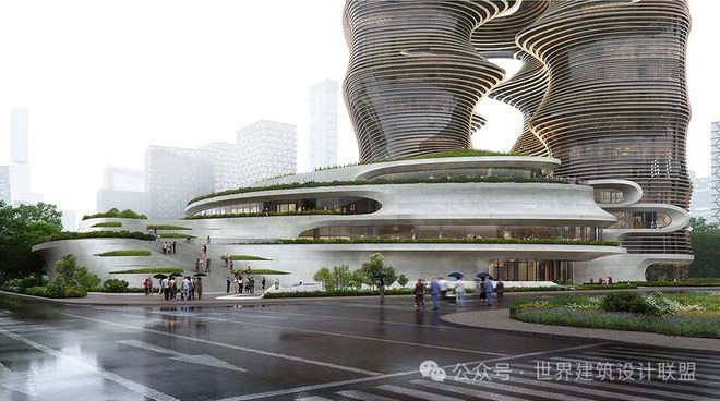 九游app：扎哈事務所設計的層疊“城市峽谷”！深圳一丹中心項目全面封頂！(圖2)